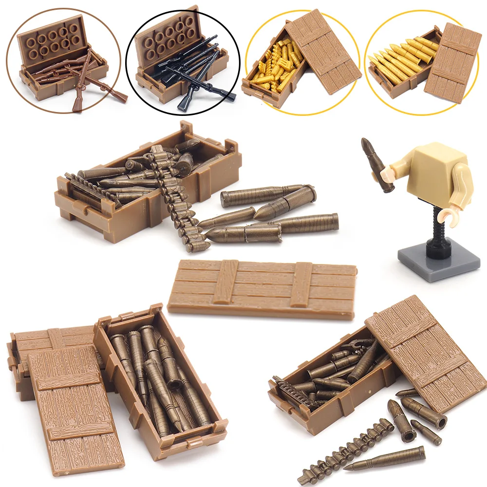 

Equipment Bullet Box Set Military Building Block Moc Figures WW2 Soldier Army Weapons Box Model Child Christmas Gift Creator Toy