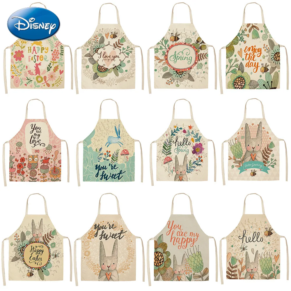 

Female kitchen Disney apron with animal pattern, used for home cooking, baking, coffee, cotton, linen, cleaning
