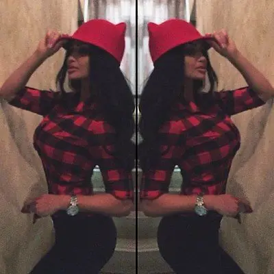 Новая модная женская зимняя теплая Круглая Шапка с кошачьими ушками шерстяная