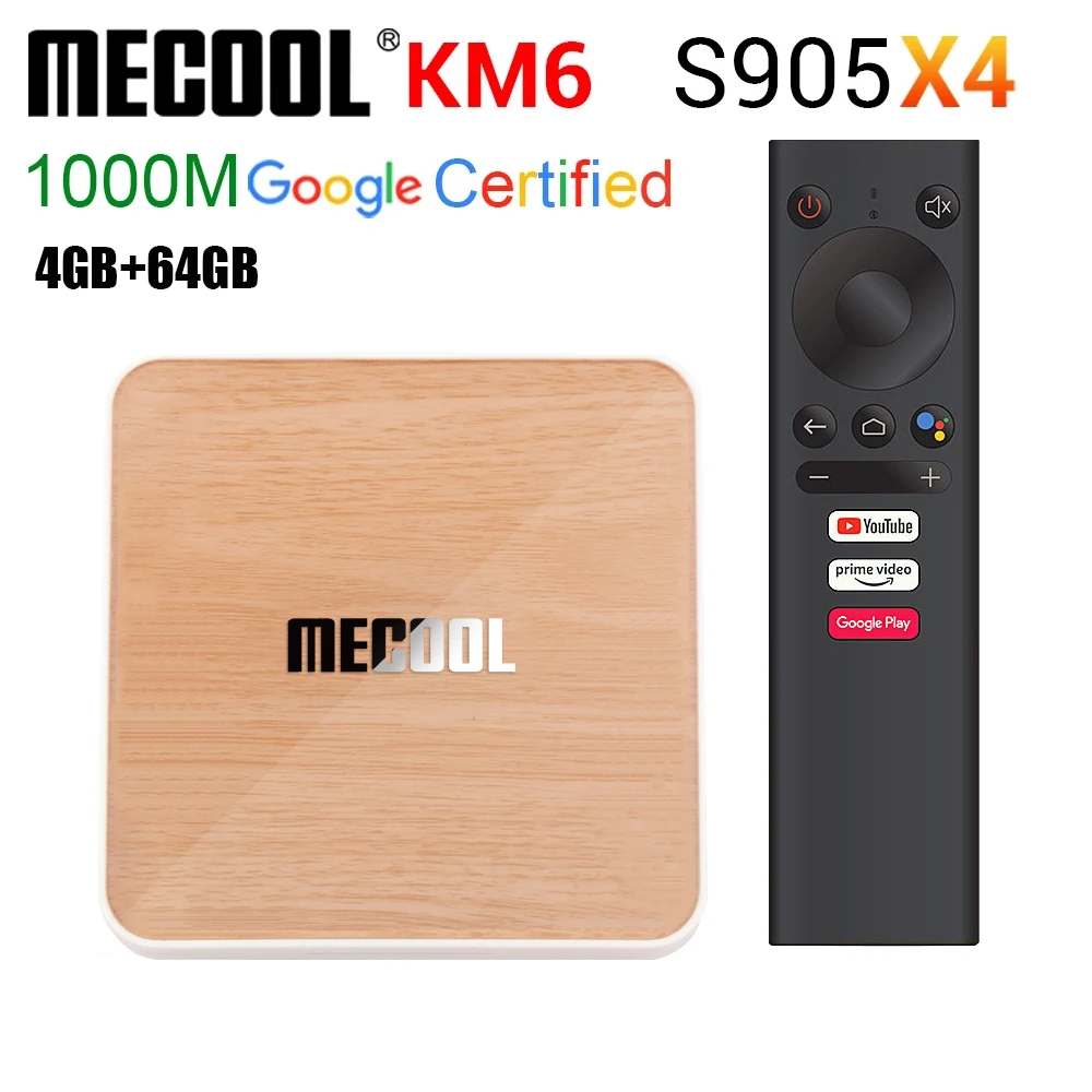 Mecool TV Box OS Android 10 Smart TV Amlogic Amlogic S905X4  Quad core ARM Cortex-A55 CPU Android TV Box  4GB+64G 8K H.265