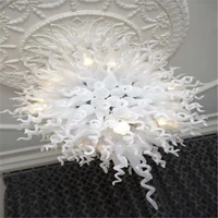 hand blown glass crystal chandelier white w70xh70cm led art pendant light indoor lustre hotel hallparlor decoration