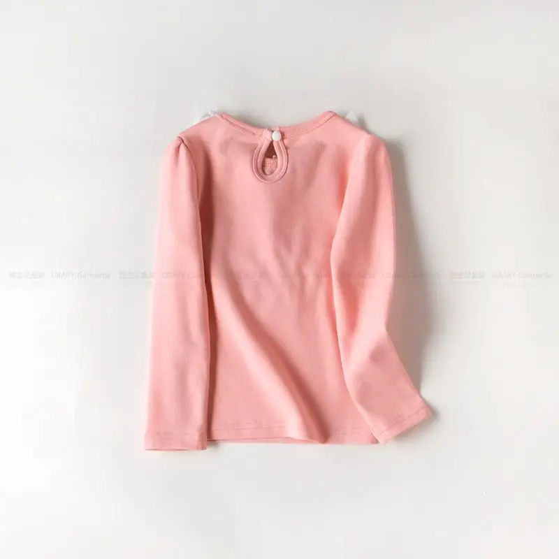 

Baby Long-sleeved T-shirt Girls Tops Round Neck Pullover Bottoming Shirts Children's Lace Stitching Cotton Tops