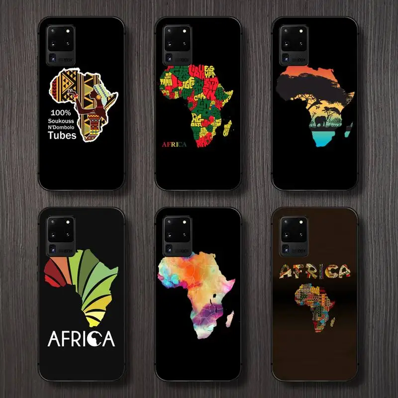 

Africa Map Geography Painted Phone Case For Samsung galaxy A S note 10 7 8 9 20 30 31 40 50 51 70 71 21 s ultra plus
