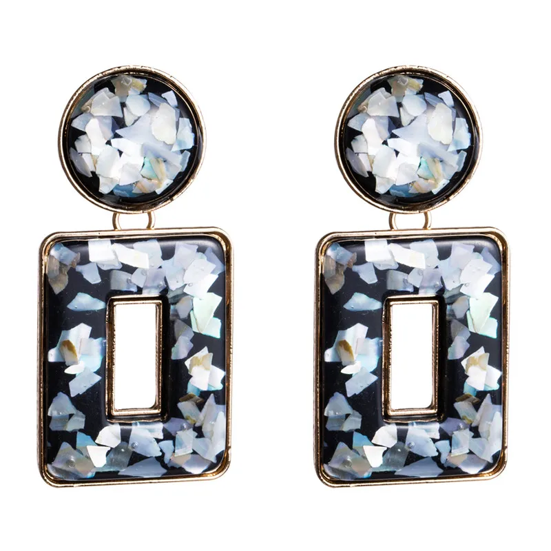 Большие серьги-подвески популярные женские вечерние квадратные серьги из