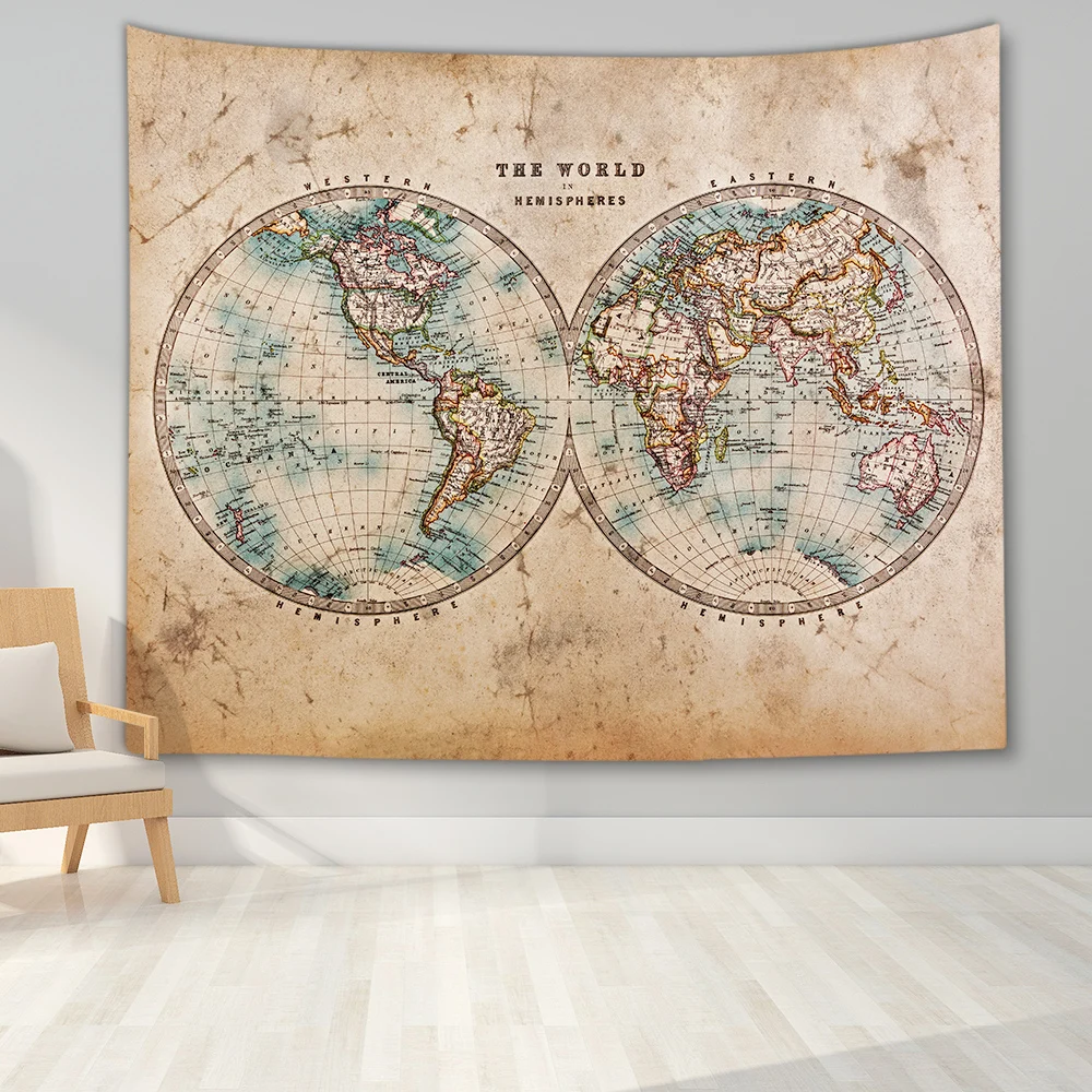 Гобелен с картой мира абстрактная карта для спальни настенный гобелен
