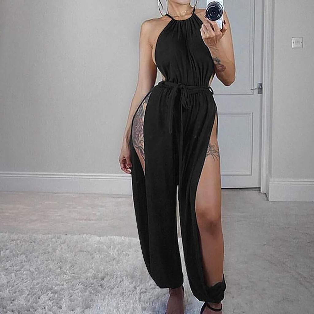 Женский комбинезон модный сексуальный однотонный камзол вечерние вязаные