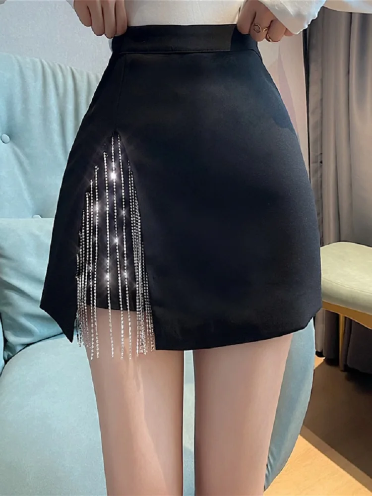 Женская мини-юбка в французском стиле юбка трапециевидной формы с разрезом