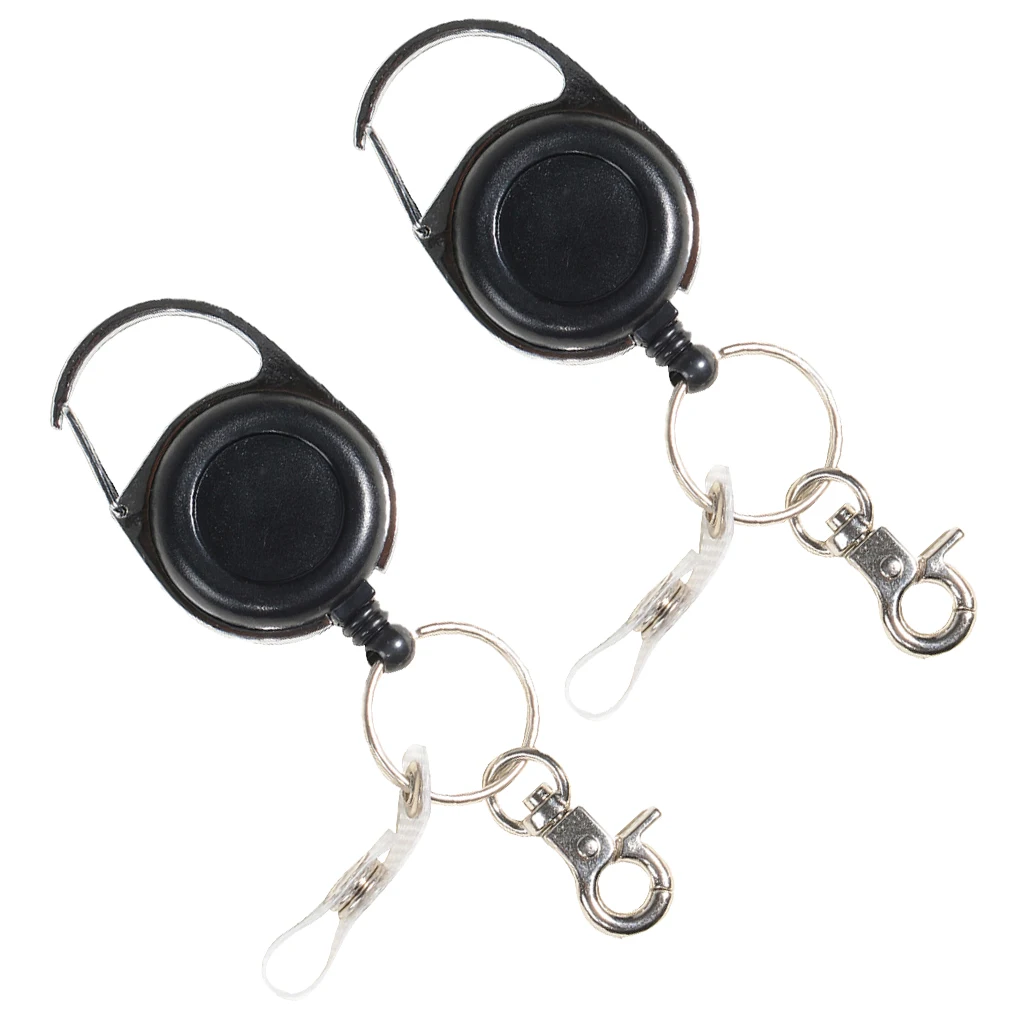 

2Pcs Retractable Zinc Alloy Key Chain ID Badge Holder With Recoil Nylon Cord