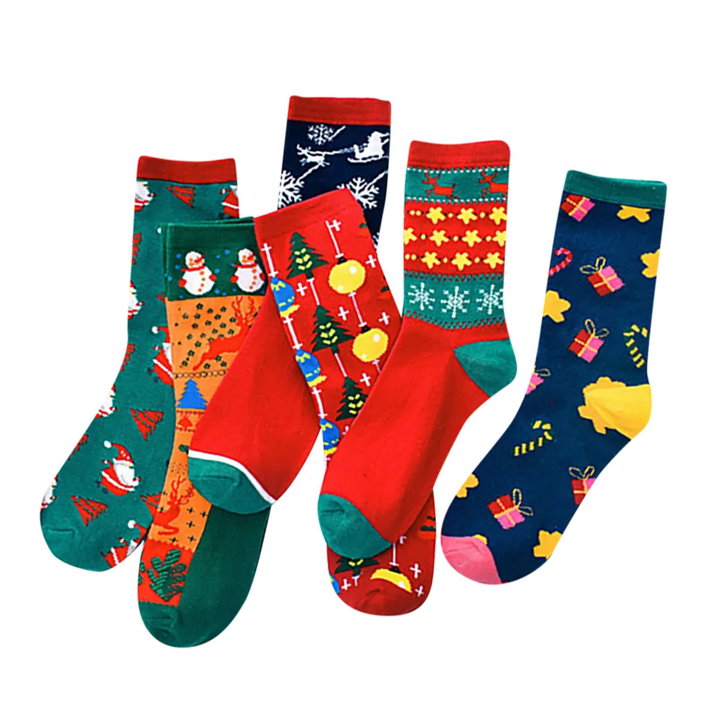 Зимние носки унисекс теплые для сна с изображением животных Рождественский