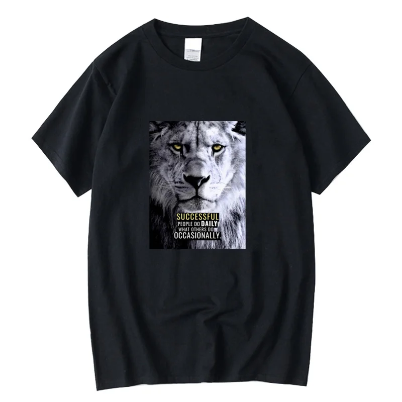 

XIN YI Men's t-shirt High quality100%cotton t shirts Lion printing summer casual loose cool tshirt o-neck male t-shirt tees tops