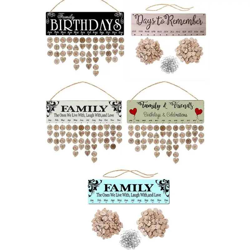 

New Year Wooden Family Birthday Reminder Calendar Board Wall Hanging 2020 Decor 20CB
