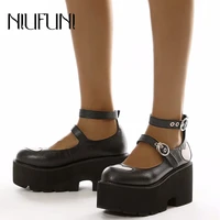 niufuni platform women shoes british mary jane retro gladiator sandals ankle buckle wedges love hollow leather thick high heels