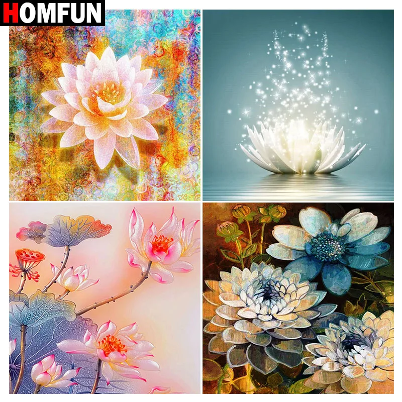 Картина для Стразы HOMFUN алмазная 3D картина цветок лотоса вышивка крестиком узор