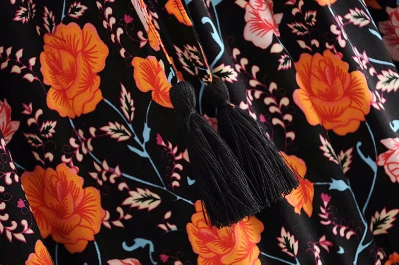 Винтажная шикарная Женская пляжная богемная юбка с цветочным принтом высокой