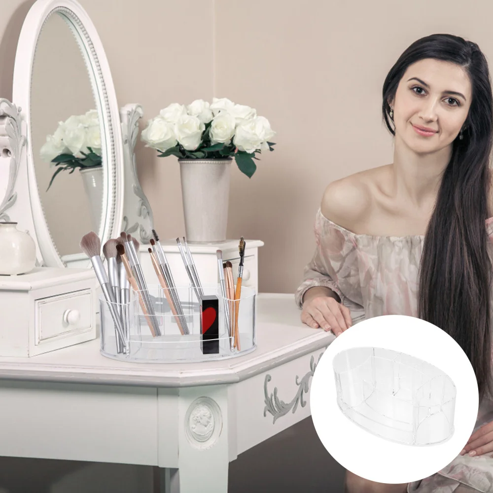 

Makeup Organizer Lipstick Brush Cosmetics Tray 7-Compartments Desk Organizer
