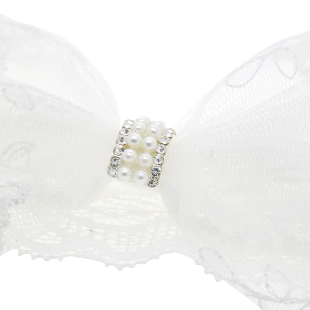 Withe Lace Crystal Bow Flower Baby Headbands for girl Elastic Baby Accessories Kids headwear Newborn hairbands photography prop