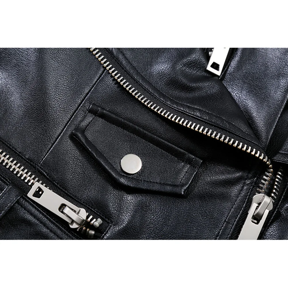 

women Punk PU New Faux leather jacket autumn coat 2021streetwear black Female Belt locomotive Jacket gothic vintage Slim outwear