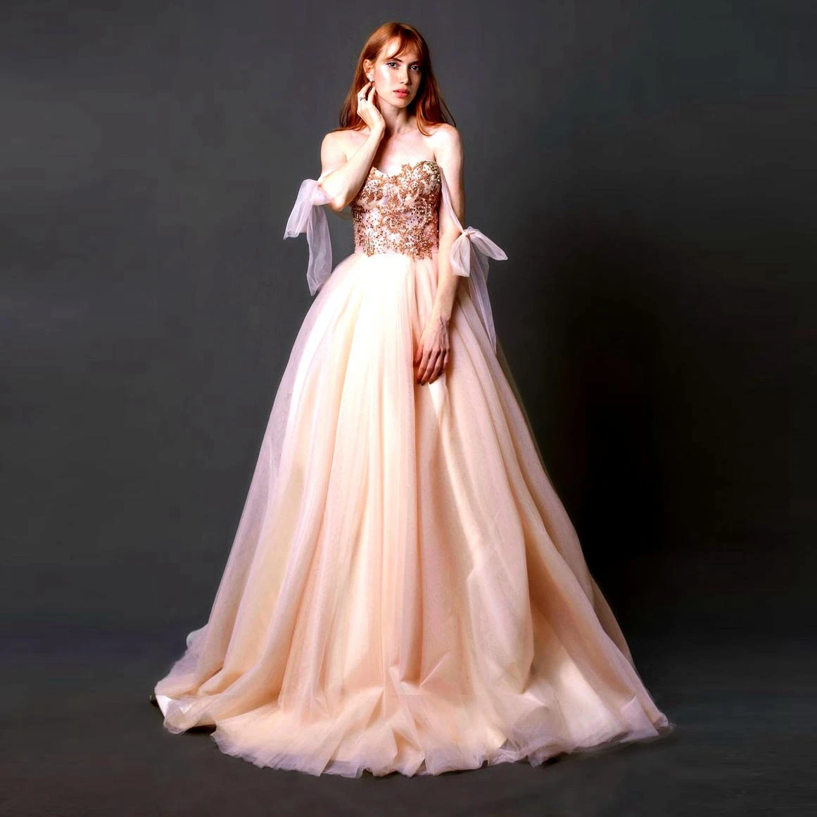 

Champagne Long Evening Dresses Adjustable Tie Bow Strap Dress Sequins Beaded Prom Dress Mommy and Me Dress Luxury Birthday Dress