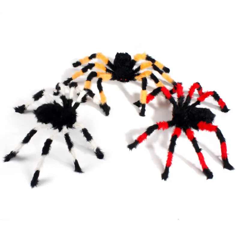 

1Pc Halloween Super Big Plush Spider Made of Wire and Plush Black and Multicolour Style for Party or Halloween Decorations