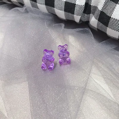 HZ Новинка милая Цветная Акриловая заколка для волос Gummy Bear заколки для волос аксессуары для волос для женщин девочек детей - Цвет: 37 Stud earring