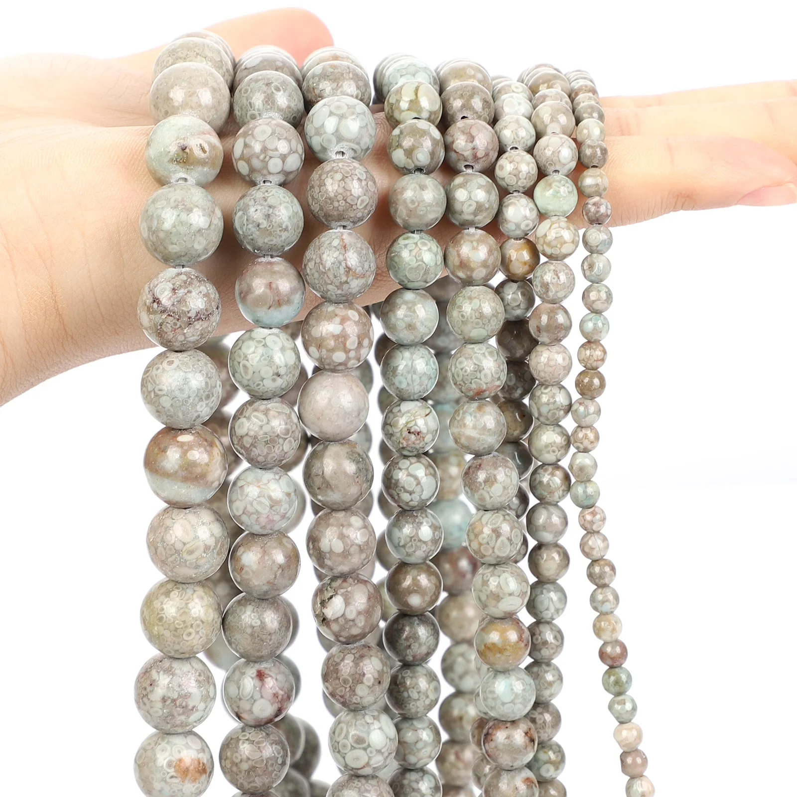 

Бусины из натурального камня, круглые матовые серые бусины Maifan для изготовления ювелирных изделий «сделай сам», аксессуары для браслетов и ...