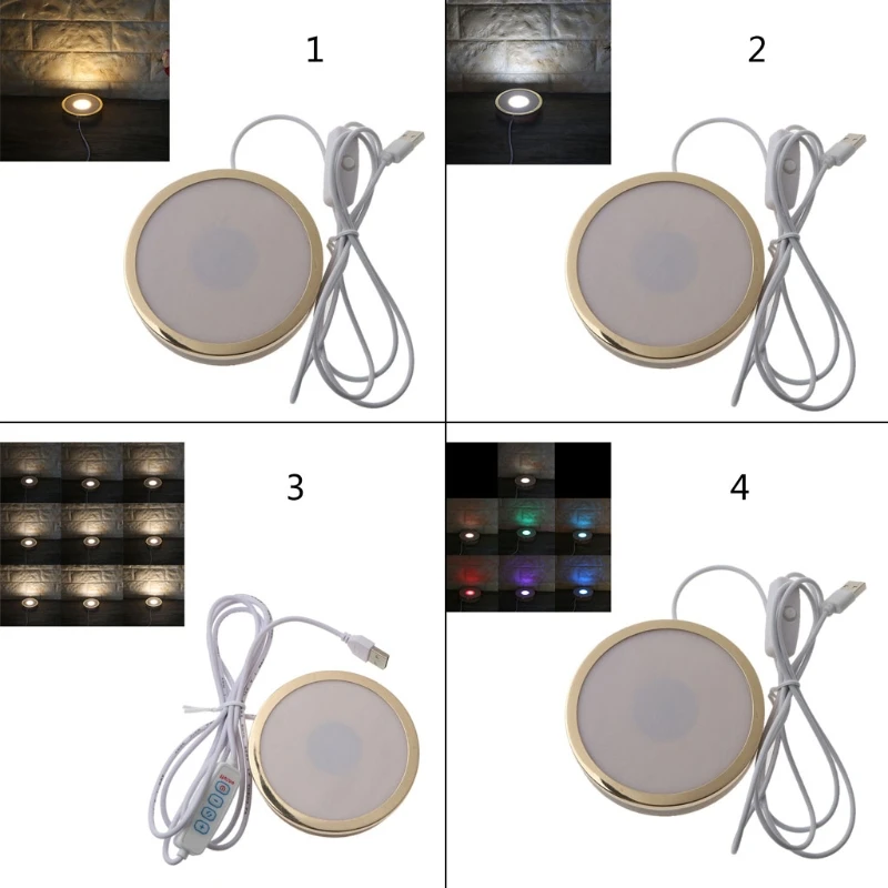 

Solid Wood Led Light-emitting Base Round Night Light Base Wooden Diy Ornaments Light-emitting Base Usb Switch 5V