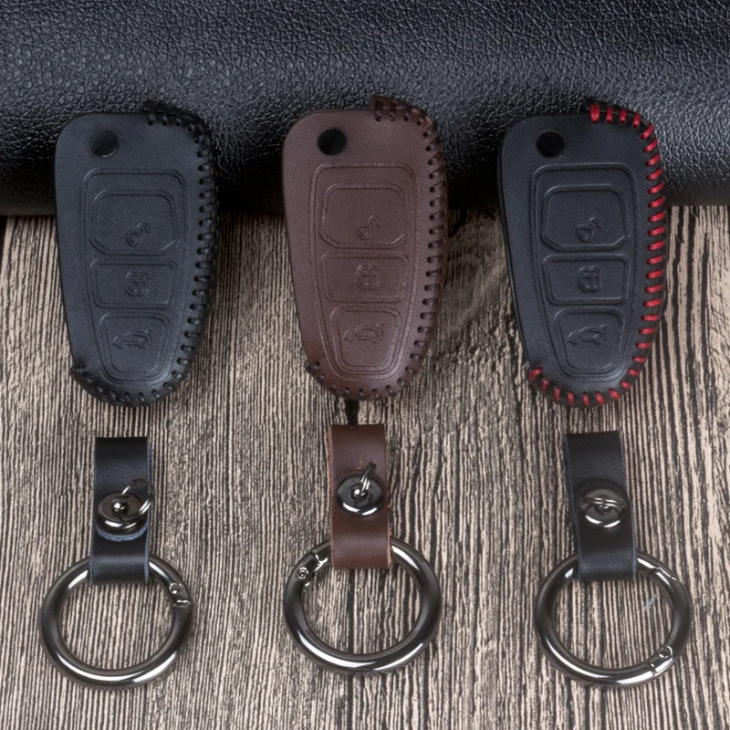 Чехол для ключей из натуральной кожи с дистанционным управлением Ford Fiesta Focus 3 4 ST MK3