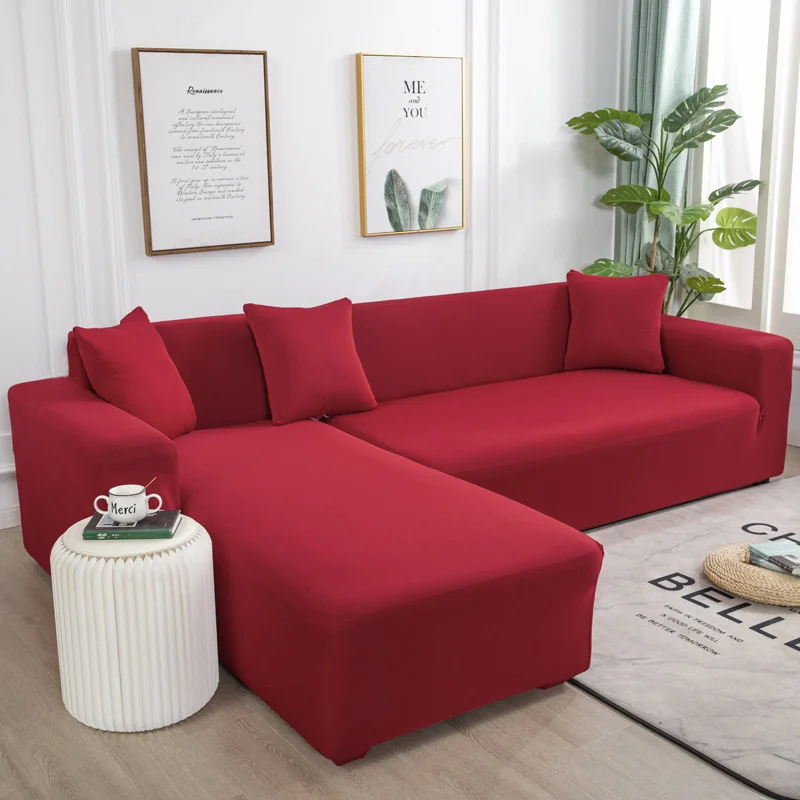 

Elastic sofa cover for living room All-inclusive Solid Color Corner Couch Cover L-Shaped Sofa Couch Slipcover 1/2/3/4 Seater