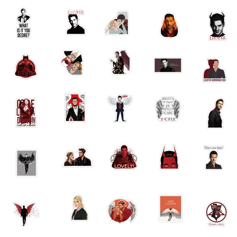 10/30/50PCS New American TV Series Lucifer Cartoon Graffiti Decoration Suitcase Skateboard Waterproof Stickers Wholesale Toys - купить по