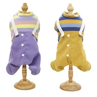 pet dog jumpsuit cotton striped pajamas puppy cat one piece jacket for small medium dogs coat pet costumes outfits apparel