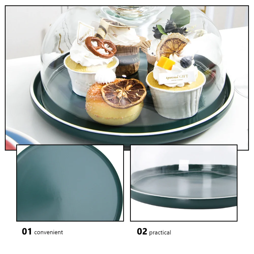 

1 Set of Round Fruit Dish Restaurant Nordic Style Snack Plate with Glass Cover