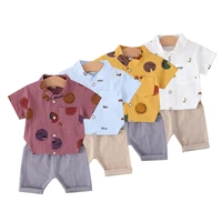 summer outfits toddler boy clothing bear car print set children short sleeve shirt suit for baby boys gentelman kids clothes