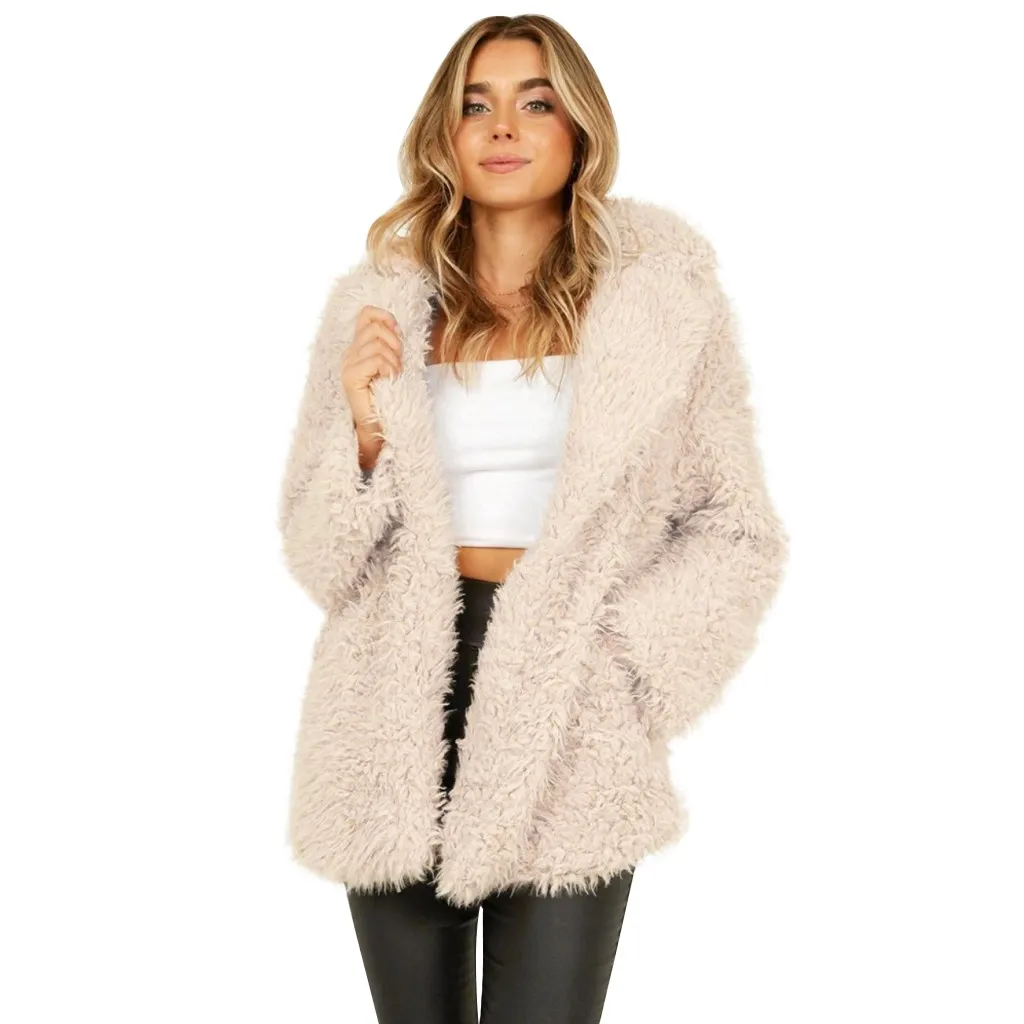 Женская зимняя плюшевая куртка с медведем Толстая Теплая Флисовая меховая