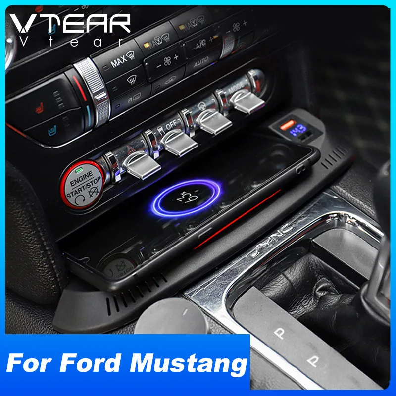 Автомобильное беспроводное зарядное устройство Vtear для Ford Mustang GT 2016-2021 15 Вт |