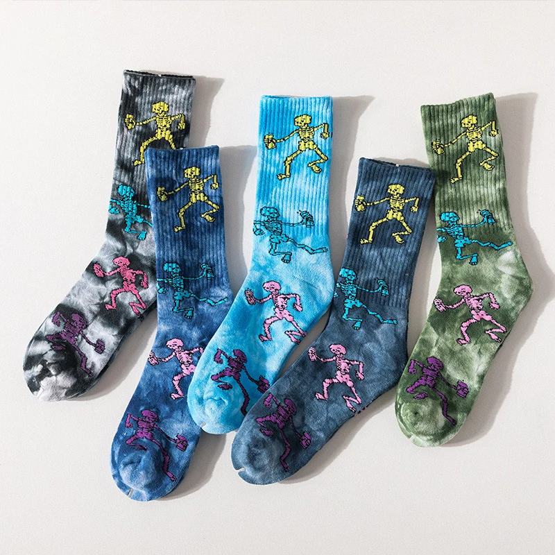 

Tie Dye Men's Business Weed Hemp Cotton Socks Street Fashion Skateboard Couple Fashion Harajuku Trend Socks Give Men a Gift
