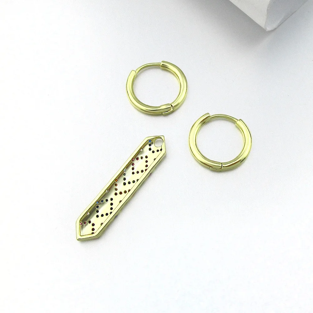 Fashion Retro Design Asymmetric colorful Zircon geometric earrings women Africa long earring ZK40 | Украшения и аксессуары