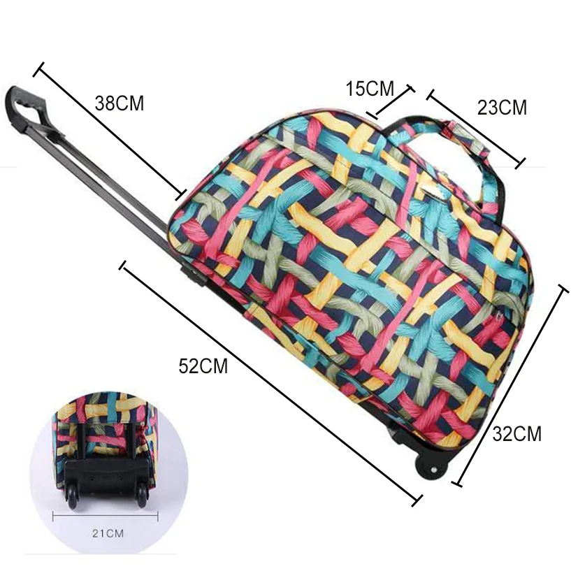 

Womens Travel Tote Trolley Bag for Female Portable Duffel Bag Waterproof Large Capacity Canvas Student Cute Travel Bag