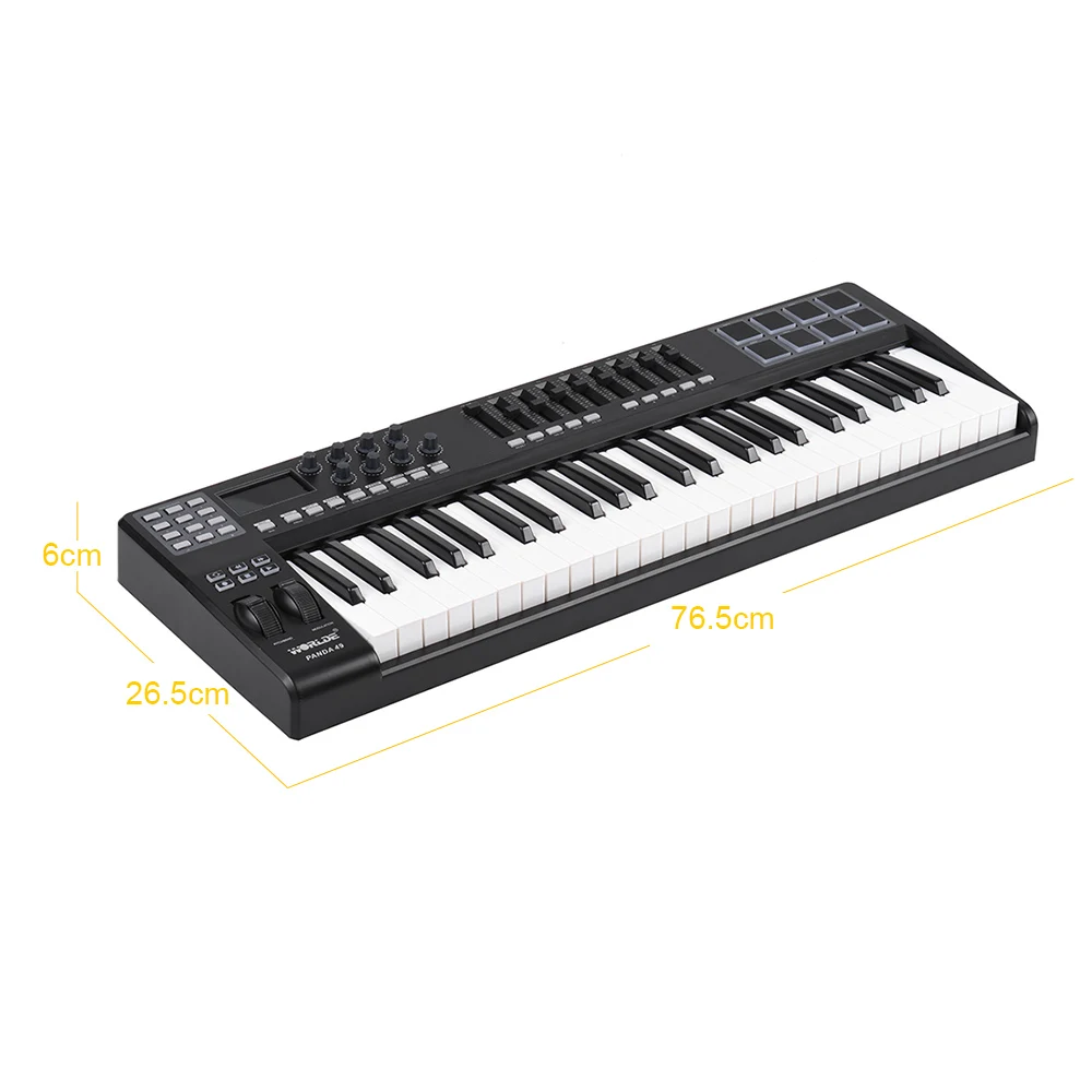 WORLDE PANDA49 49 клавишный MIDI контроллер клавиатуры 8 барабанных колодок с USB