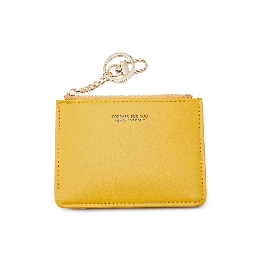 Brand Card Holder Women Soft PU Leather Key Chain Bag Small Card Wallets Female Organzier Mini Credit Card Case Zipper Coin Bags - Цвет: Yellow