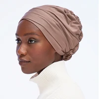 new women muslim hijab cap ruffled stretch under scarf turban hat islam headscarf bonnet adjustable india hats headwrap non slip
