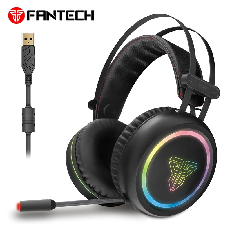 Fantech профессиональная игровая гарнитура наушники с подсветкой глубокий бас стерео Проводная компьютерная гарнитура с микрофоном наушники для ПК