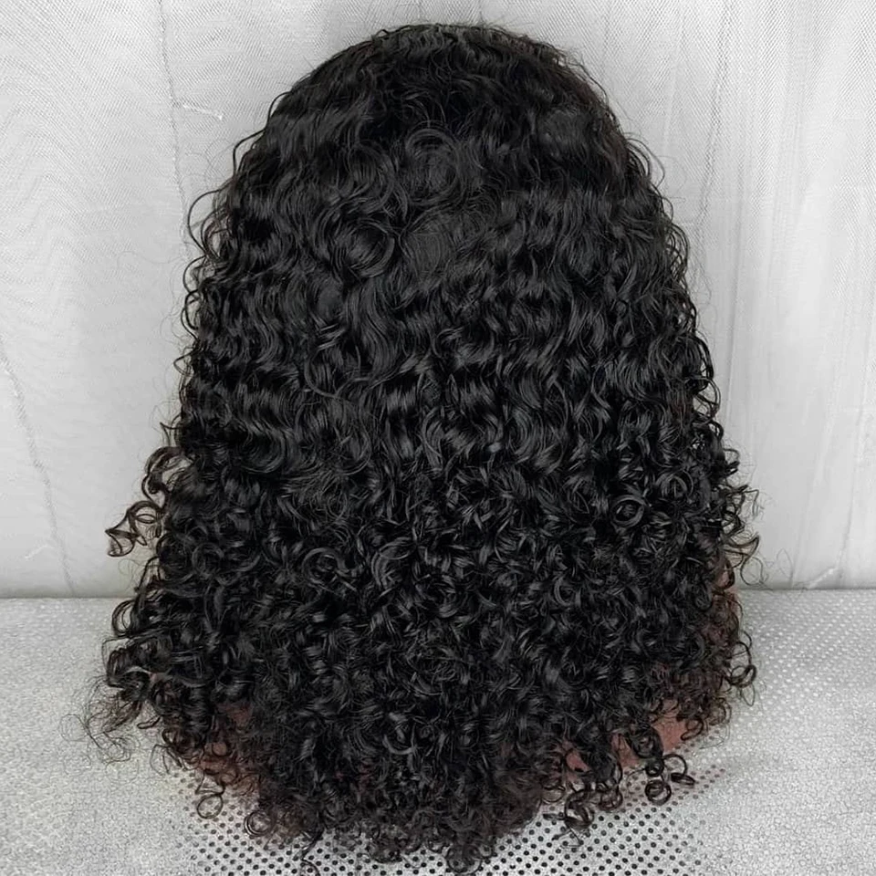PAFF 13*4 Kinky Curly Wig Brazilian Short Human Hair Wigs For Women 180% Natural Color With Baby FreeShip | Шиньоны и парики