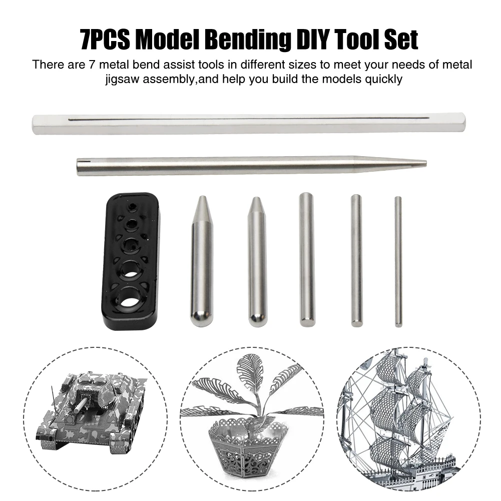 

7pcs Multifunctional Metal Model DIY Tool Sets Tab Edge Cylinder Cone Shape Bending Assist Tools For 3D Metal Jigsaw Puzzles