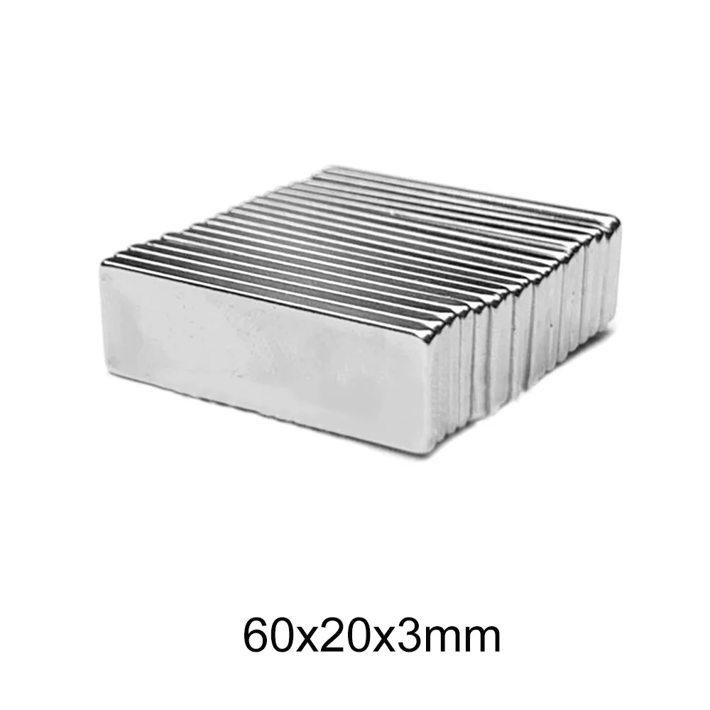 1 ~ 15 шт 60x20x3 мм квадратный мощный магнит 60 X 20 N35 Сильные неодимовые магниты лист