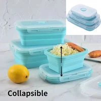 silicone multifunctional foldable lunch box food storage box can be used for microwave portable outdoor tableware storage box