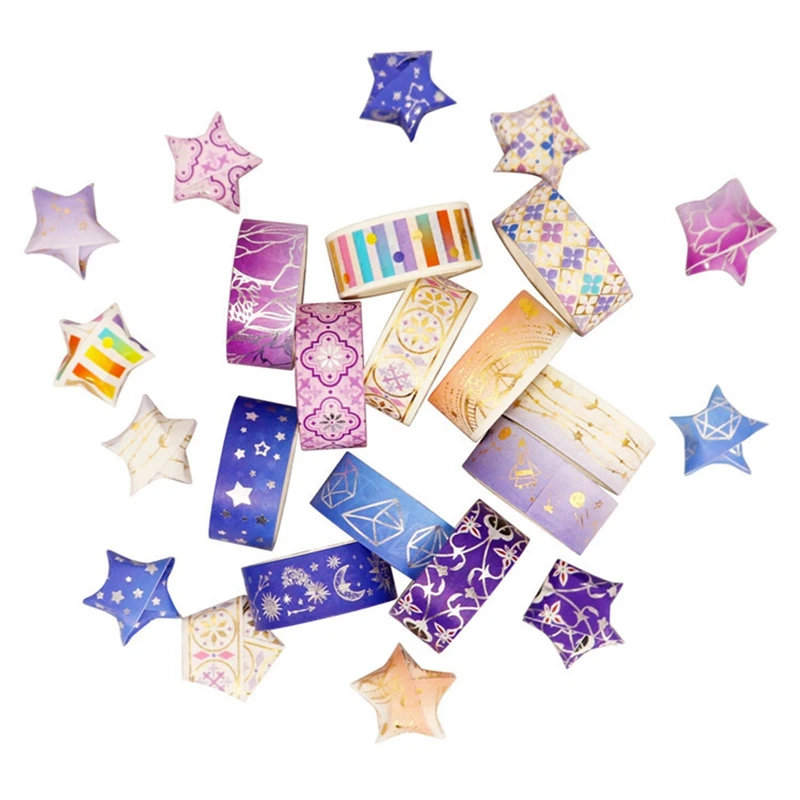 

12 rolls/set Washi Tapes Golded Foil Plated Decoration DIY Scrapbook Masking Stickers Floral Starry Box Packing Tape Set