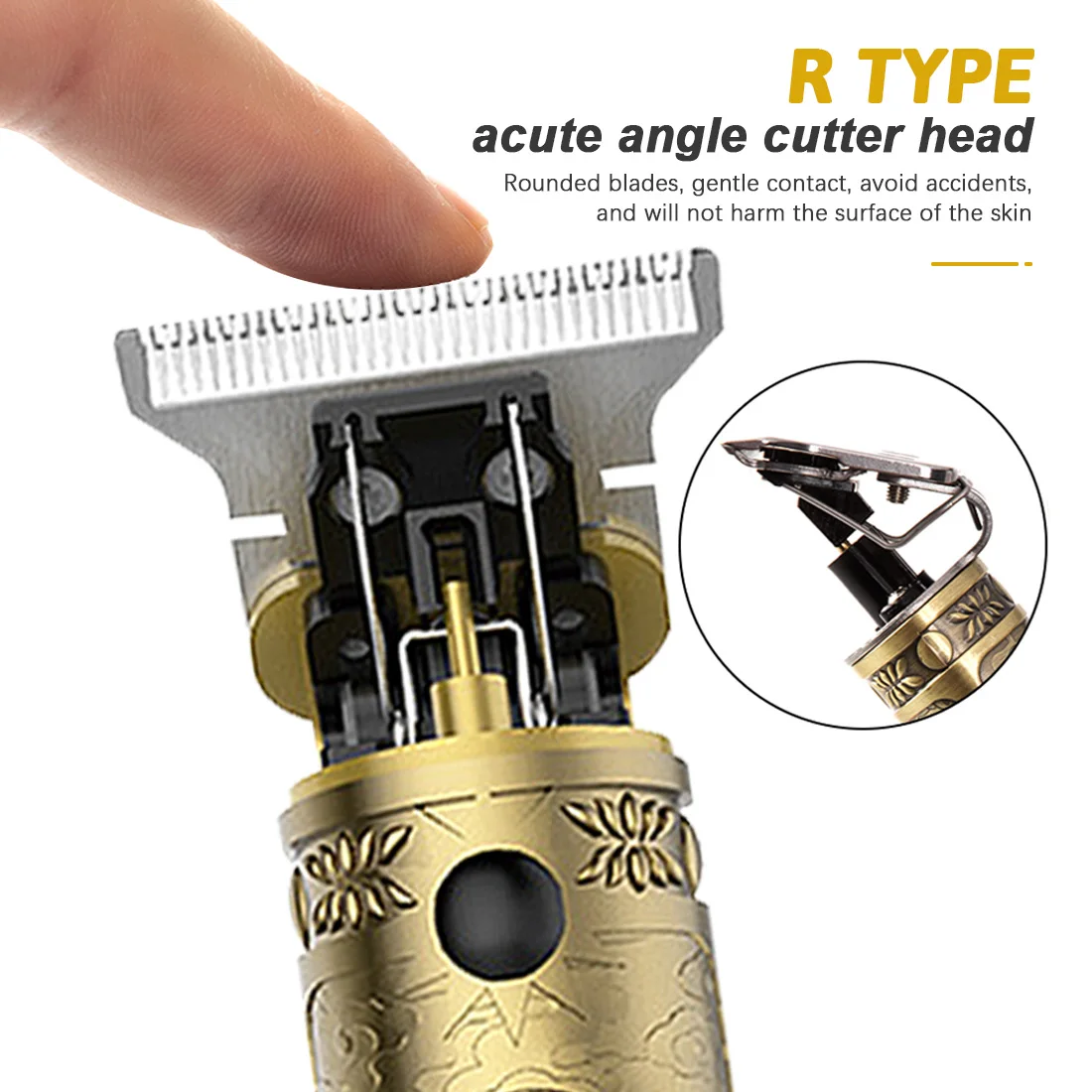 Retro Bronze Hair Cutter Man Beard Shaver Professional Clipper Male Electric Trimmer Hollow Carved Design USB Charge | Дом и сад