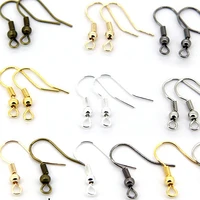 100pcslot earrings hooks with beads diy handmade jewelry accessories metal ear hook earring material silver gold color ear wire