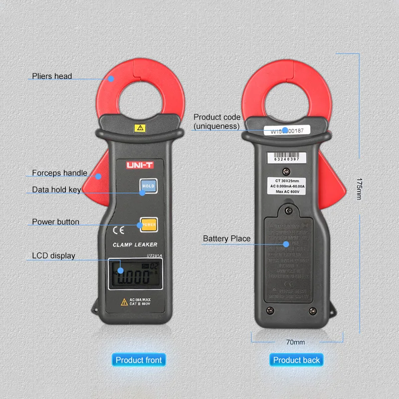 UNI T Высокочувствительный измеритель утечки тока UT251A UT251C 4 значный ЖК цифровой