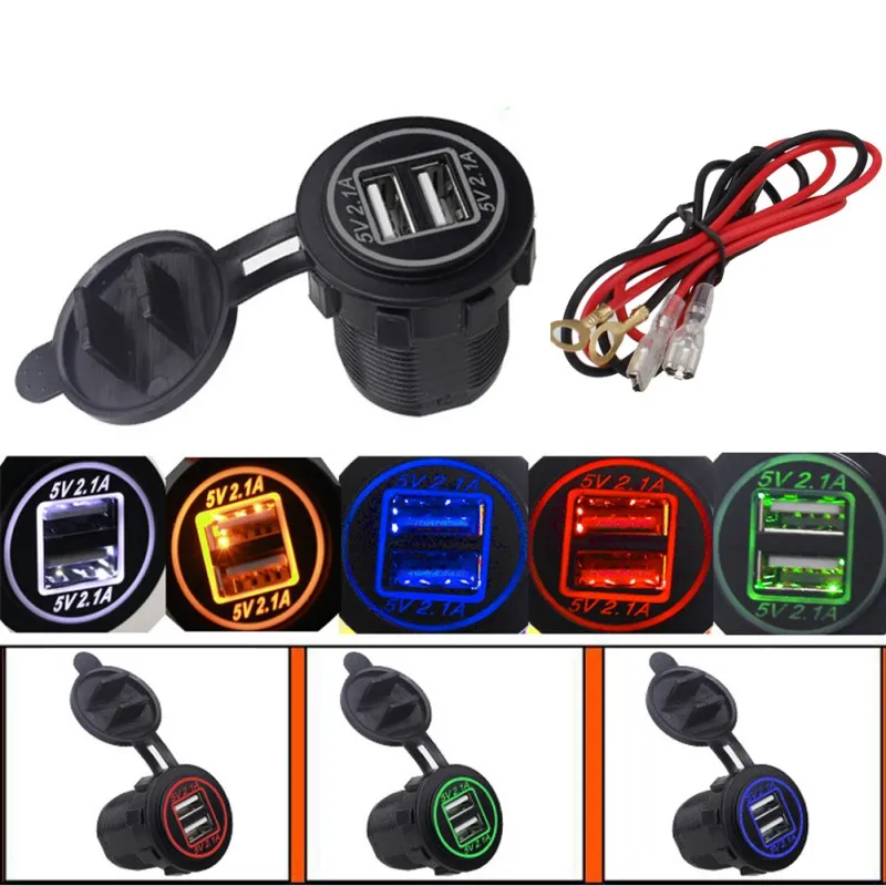 Автомобиль Мотоцикл RV лодка светильник двойное зарядное устройство USB 4 2 А|Кабели